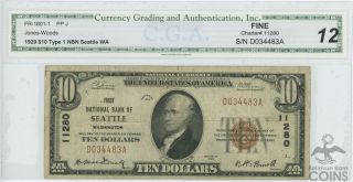 1929 United States $10 First National Bank Of Seattle Note Charter 11280