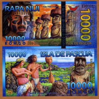 Easter Island,  10000 (10,  000) Rongo,  2013 (2014),  Polymer,  Unc