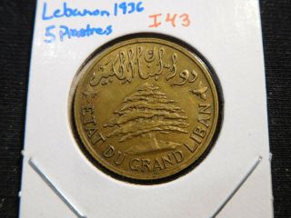 I43 Lebanon 1936 5 Piastres Unc