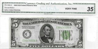 1928b Philadelphia $5 Federal Reserve Note Redeemable In Gold