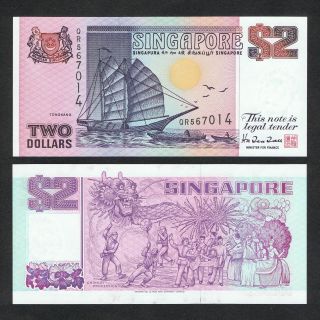 Singapore 2 Dollar,  Nd 1991,  P - 28,  Unc