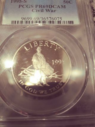 1995 S 50 C Civil War Commemorative Half Dollar Pcgs Pr69 Dcam Exceptional