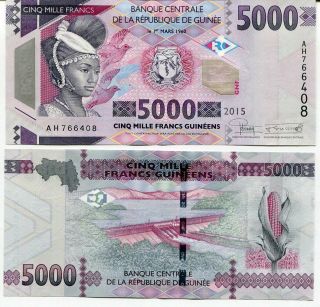 Guinea 5000 5,  000 Francs 2015 P 48 Unc