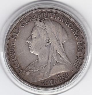 1893 Queen Victoria Large Crown / Five Shilling Silver Coin 2