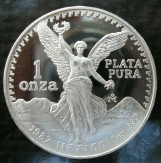 1987 Mexico 1 Onza Silver Proof Libertad Coin Dcam