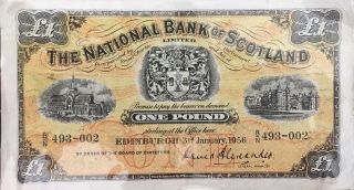 National Bank Of Scotland Uk Britain 1 Pound Alexander Edinburgh 1956.