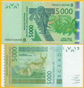 West African States 5000 Francs Benin (b) P - 217b 2018 Unc Banknote