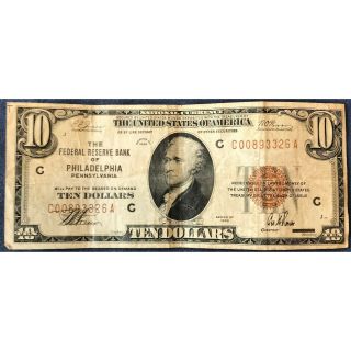 1929 $10 National Currency Note - Federal Reserve Bank Of Philadelphia