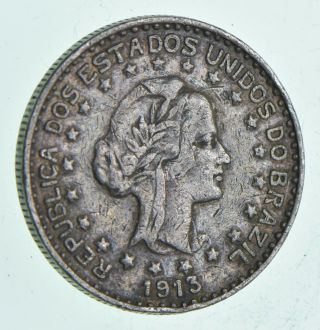 Silver - World Coin - 1913 Brazil 1000 Reis - World Silver Coin 10 Grams 470