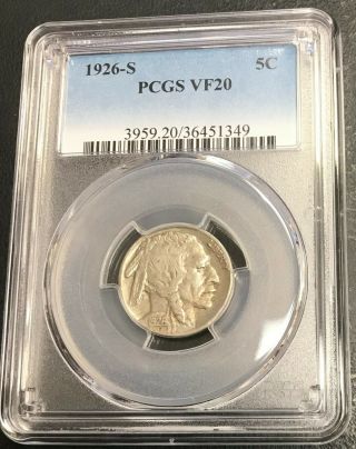 1926 - S U.  S.  Buffalo Indian Nickel Pcgs Graded Vf20 $2.  95 Max