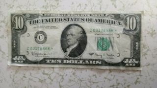 1963 $10 Ten Dollar Bill Series A Star Note