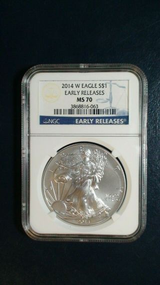 2014 W American Silver Eagle Ngc Ms70 Perfect $1 Coin Starts At 99 Cents