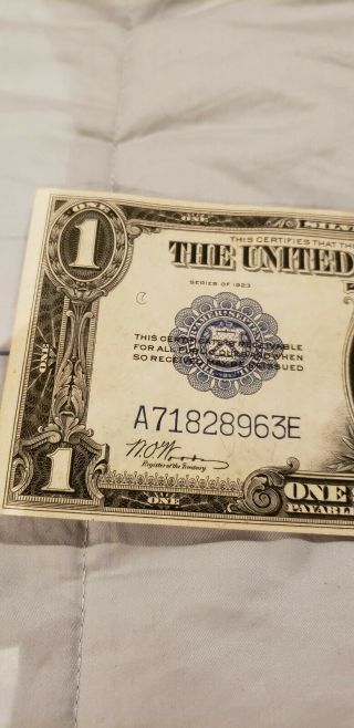 GORGEOUS WOODS/WHITE SILVER CERTIFICATE 1923 $1 LARGE NOTE 3
