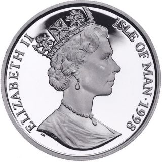 1998 Isle of Man Birman Cat Coin 1 oz Silver Proof & 2