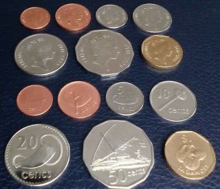 Fiji Unc Set Of 7 Coins 1 2 5 10 20 50 Cents 1 Dollars 2000 2001 2006 Que Ii