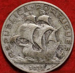 1933 Portugal 5 Escudos Silver Foreign Coin