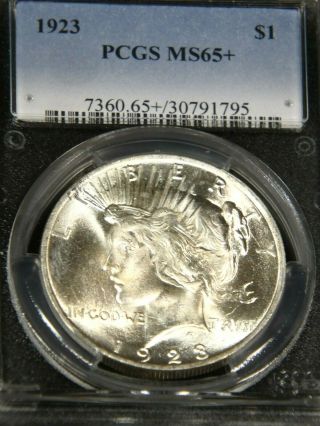 1923 P Peace Silver Dollar Pcgs Ms65,  Blast White Gorgeous Luster Ppq Gbs