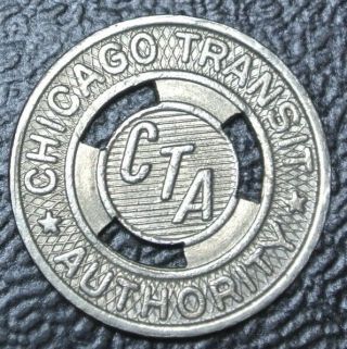 1950 Cta Chicago Transit Authority White Metal Token -