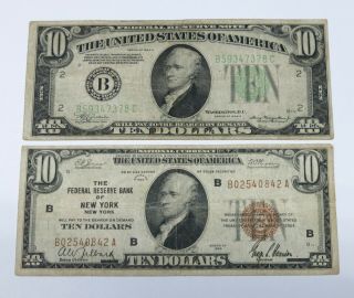 1929 $10 National Currency,  York Fed & 1934a $10 Federal Reserve Note