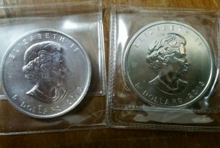 2 2013 Canada 1 Ounce Silver Maple Leaf Coins BU Canadian one ounce 2