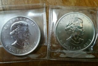 2 2013 Canada 1 Ounce Silver Maple Leaf Coins BU Canadian one ounce 4