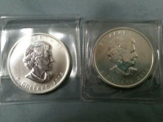2 2013 Canada 1 Ounce Silver Maple Leaf Coins BU Canadian one ounce 5