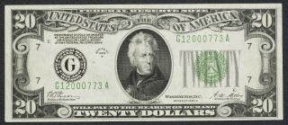 1928 B $20 " Redeemable In Gold " Federal Reserve Chicago G District