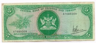 L.  1964 (1977) Trinidad And Tobago 5 Dollars Note - P31a