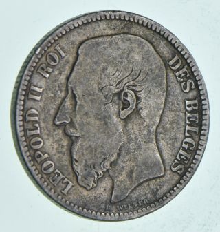 Silver - World Coin - 1867 Belgium 2 Francs - World Silver Coin 9.  5 Grams 182