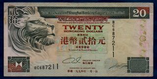 Hongkong Hsbc Banknote 20 Dollars 1994 Vf