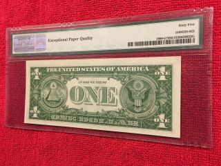 Fr 1900 - G 1963 1 Dollar Federal Reserve Note (Chicago) PMG 65EPQ 5