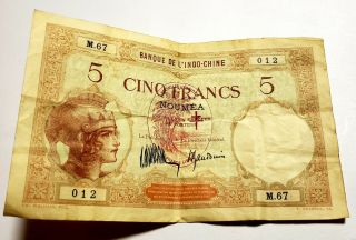Noumea 5 Cino Francs Banque De L 