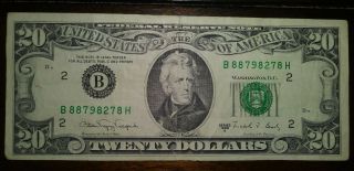 1988 $20 Dollar Bill Series A Federal Reserve Bank Of York B88798278h