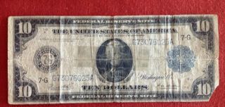 $10.  00 Large Federal Reserve Note - - Poor To