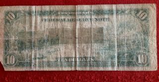 $10.  00 large FEDERAL RESERVE NOTE - - POOR TO 4