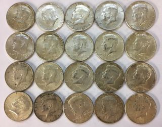 Kennedy Half Dollars Roll Of 20 $10 Face Value 90 Silver 1964