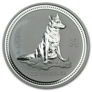 2006 Australia 1 Oz Fine Silver Year Of The Dog $1 Lunar Series I