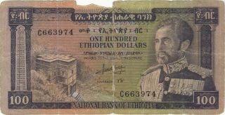 1966 $100 Dollars Haile Selassie Ethiopia Currency Banknote Note Money Bill Cash