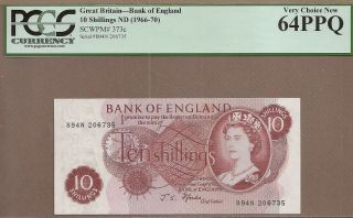 Great Britain: 10 Shillings Banknote,  (unc Pcgs64),  P - 373c,  1966 - 70,