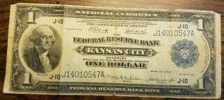 1918 $1 Kansas City Federal Reserve Bank Note National Currency