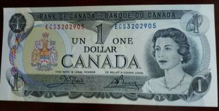 Canada One Dollar $1.  00 Bill,  1973 Series,  Uncirculated