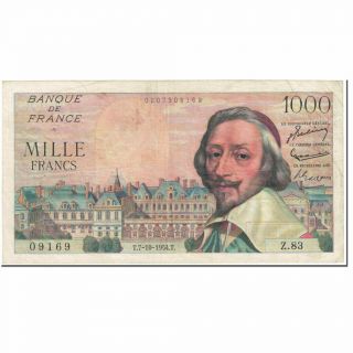 [ 604039] France,  1000 Francs,  1 000 F 1953 - 1957  Richelieu ,  1954,  1954 - 10 - 07
