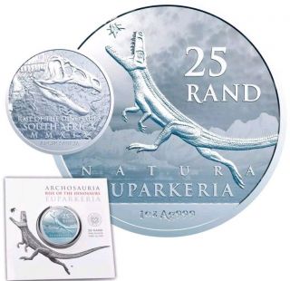 2019 1 Oz Silver 25 Rand South Africa NATURA ARCHOSAUR Palaeontology Coin. 3