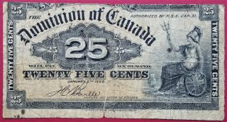 1900 25c Dominion Of Canada Twenty Five Cents Note Miscut | T.  C.  Boville
