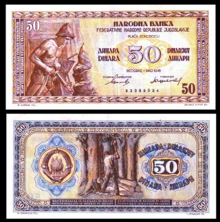 Yugoslavia / ЈУГОСЛААВИЈА / 50 Dinara 1946 (xf) Banknote P - 64