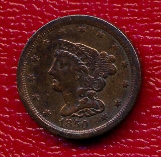 1850 Braided Hair Half Cent Nicely Circulated