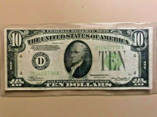 1934 $10 Ten Dollar Federal Reserve Note Cleveland