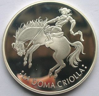 Argentina 2000 Cow Boy 25 Pesos Silver Coin,  Proof