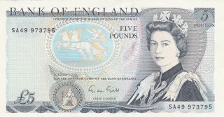5 Pounds Extra Fine,  Banknote From England 1988 Pick - 353b