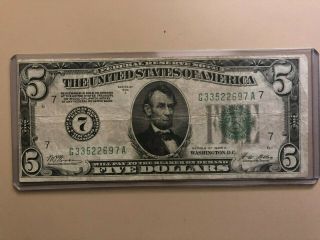 1928 A $5 Five Dollar Federal Reserve Note Chicago Numeric Issue